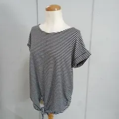 8.29◎Ｈ422◎ビンテージ◎ボーダーカットソー◎黒×白◎М