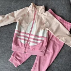 adidas ジャージセットアップ ピンク/クリーム　100cm