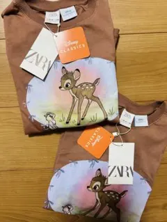 希少 ZARA×Disney コラボ バンビ プリーツロングフレアワンピース 希少 ZARA×Disney コラボ バンビ プリーツロングフレア