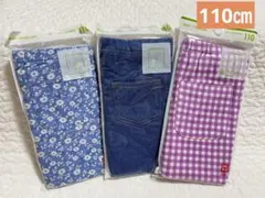 新品　ユニクロ　7分丈レギンスパンツ デニム　チェック　花柄　110㎝ 3枚