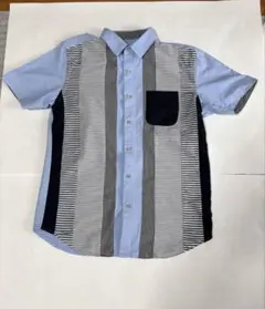 メンズ半袖シャツ、THESHOPTK.中古、美品、Ｌサイズ.細身、半袖シャツ、青のサムネイル