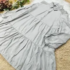 ZARAティアードシャツフレアワンピース　グレー　大きめM