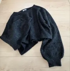 efforia 黒 クロップドラメ入りニットセーター Mサイズ