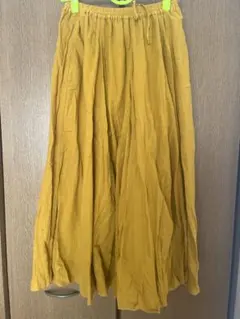 earth 100%コットン フレアスカート マスタード