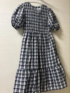 ZARA キッズ チェック柄 水色　半袖ワンピース　150