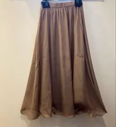 タグ付き未使用★テグス入りギャザースカート モカ FREE