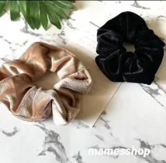 ヘアアクセサリー シュシュ パール ビッグ ボリューム ヘアゴム ベロア 髪留め