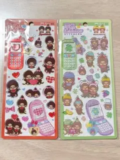 モンチッチ平成ハッピーフォンsticker ノーマルとおしゃれ　　2種セット