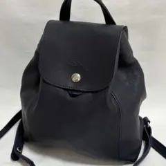 ロンシャン ルプリアージュ オールレザー リュック バックパック ロゴ 濃紺