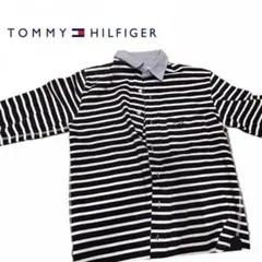 TOMMY ストライプ柄 長袖シャツ ネイビー ホワイト