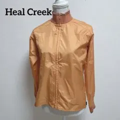 美品　ヒールクリーク　ナイロンジャケット　薄手　リブ　ジップアップ　オレンジ