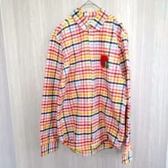 グラニフ はらぺこあおむし 刺繍 シャツ 綿シャツ チェック柄 レッド Mサイズ