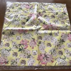 花と猫のプリント ハンドバッグ 巾着バッグ