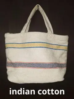 ちょうどいいサイズ感♪インド綿トートバッグ　マチあり