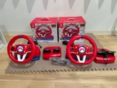 マリオカート　レーシングホイールセット　２個セット　ペダル付き　ホリ製　ジャンク