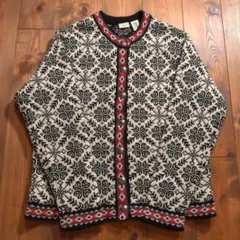 L.L.Bean ノルディック柄 ニットカーディガン メリノラムズウール100％