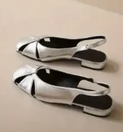 シルバー スリングバックサンダル