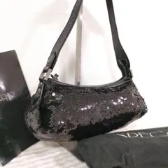 【超美品】スペッチオ スパンコール ワンショルダーバッグ ブラック 袋付