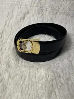 美品　YVES SAINT LAURENT 本革 レザーベルト ブラック ロゴ