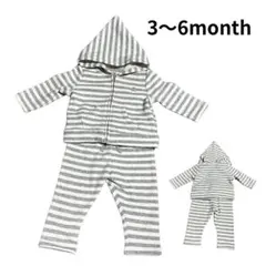 ストライプ柄 フード付きトレーナー 3〜6ヶ月　パンツセット
