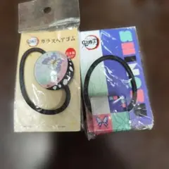 ❧　鬼滅の刃　ガラスヘアゴム　胡蝶しのぶ柄　2点セット