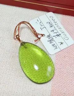 未使用品 k18 グリーンアンバー 緑琥珀 ペンダント