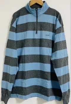 X-girl ハーフジップ シャツ ボーダー 青