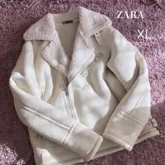 ZARA ライダース　ジャケット　ボア　アイボリー　大きいサイズ