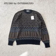 タグ付き未使用　インターメッツォ　ニットセーター (L)メンズ　総柄　ウール混