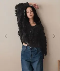 LOWRYSFARM ラメフリンジ2WAYカーディガンLS