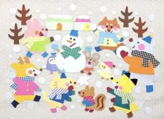 壁面飾り　冬　12月1月2月　雪遊び　雪合戦