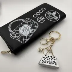 COCOロゴ ブラック長財布とキーホルダーセット