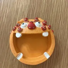 シーサー 灰皿 陶器製 オレンジ