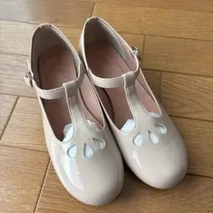 ベージュ フォーマルシューズ Tストラップ21cm