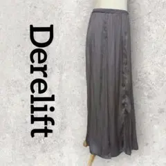 Derelift プリーツワイドパンツ ロングフレアパンツ (3L)ダークグレー