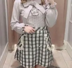 evelyn エブリン チェック柄ミニスカート ツイード