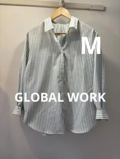 GLOBAL WORK お手入れらくらくストライプシャツ　長袖シャツのサムネイル