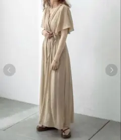 【美品】mystic 半袖ワンピース　ベージュ　Fサイズ