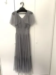 スナイデルSNIDEL光沢プリーツ ノースリーブワンピース グレーsize1