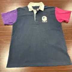 A BATHING APE ラガーシャツ ボーダー エルボーパッチ M - メルカリ