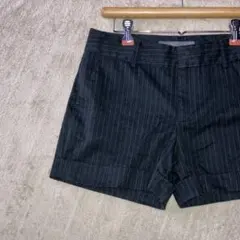 ZARA ザラベーシック ピンストライプショートパンツ M ダークグレー