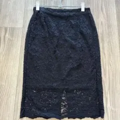 【送料無料】GU黒 花柄レース タイトスカート 黒　Lサイズ