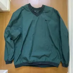 Nike ナイロン Vネックジャケット ダークグリーン