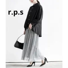 r.p.s アールピーエスラメプリーツギャザースカート シルバー 【FREE】