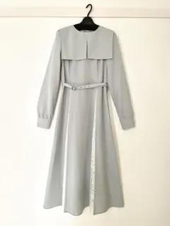 パステルグリーン 長袖 ベルト付き 2wayワンピース