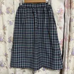 J.PRESS ひざ丈スカート チェック柄 グリーン系 S相当のサムネイル