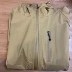 ベージュ ロングレインコート フード付き