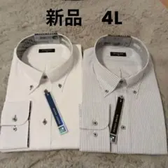 ホワイトドレスシャツとストライプシャツセット 4L