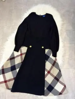 【美品状態】BLUELABEL CRESTBRIDGE 長袖ニットワンピース38