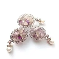 《再販×5》アウトレット！天然アメジストのさざれ帯留め